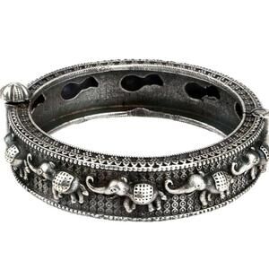 Elephant kada Indie bracelet Silver Tone Kada Bangle Oxidised kada bracelet